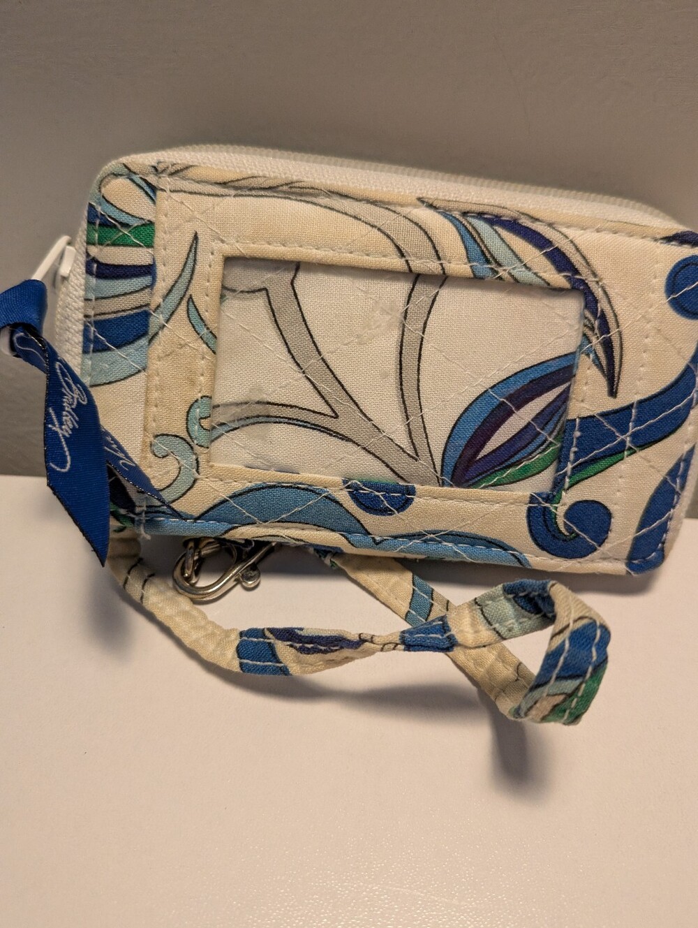 Vera Bradley Indigo Pop All In One Phone Case Wristlet Wallet Blue Green Swirl
